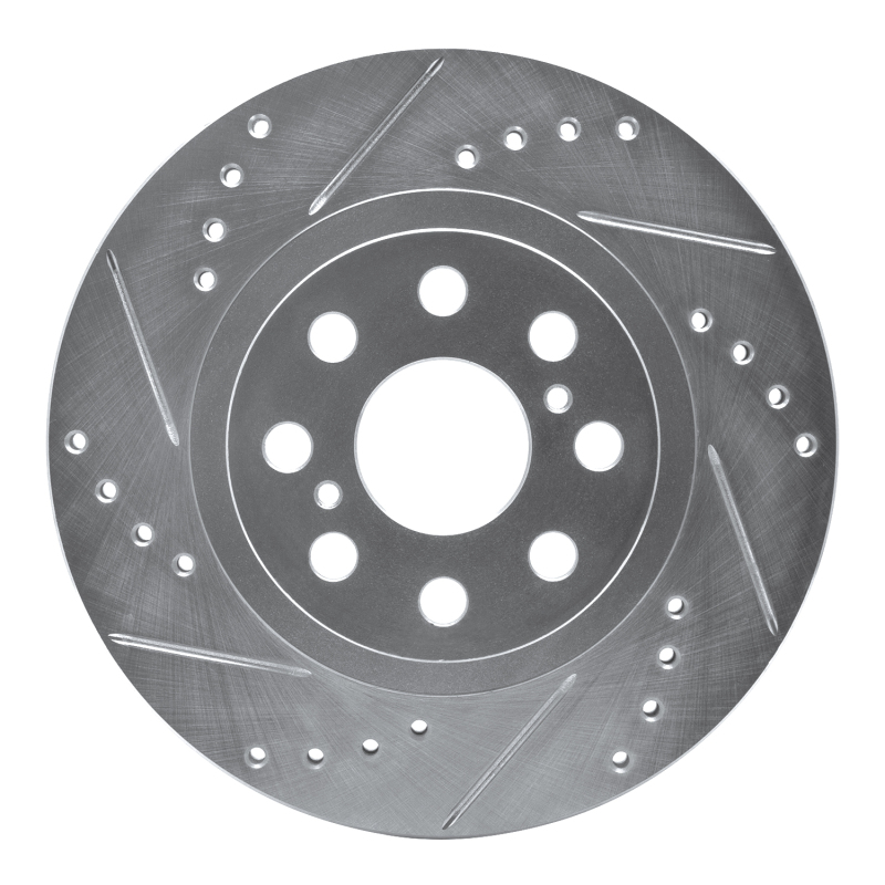 Toyota MR2 Spyder Brake Rotor (1) - Rear Left - R1 Concepts - Drilled & Slotted - Silver - `00-`05